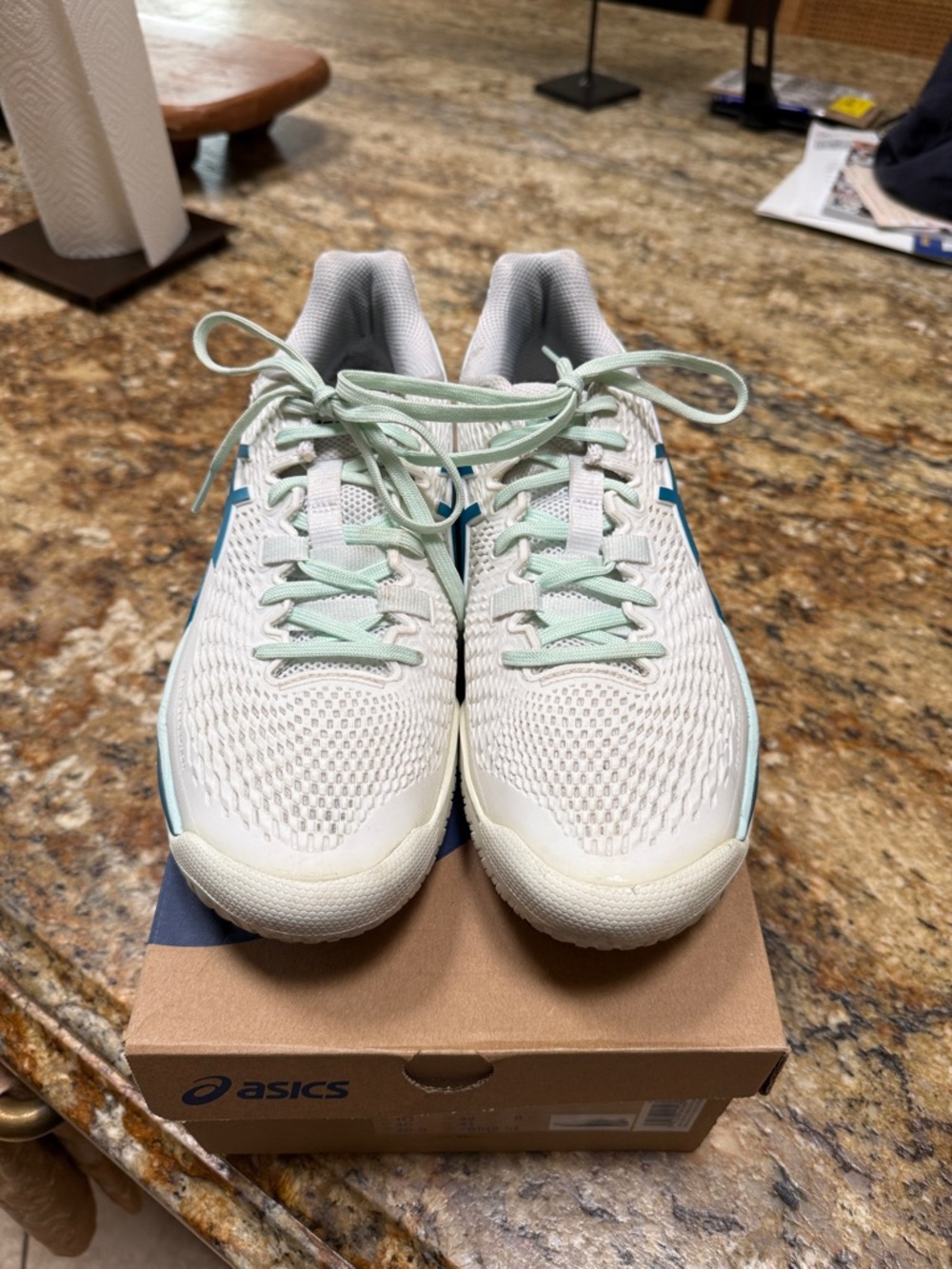 ASICS Gel - Resolution 9 Women's White and Mint Athletic Running Shoes